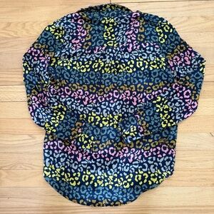 Boden Size 4 Sienna Leopard Print 100% Silk Colorful Button Down Blouse
